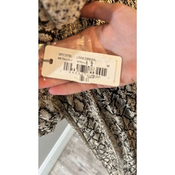 Brochu Walker Olivia Snake Print Blouson Midi Dress Size Medium - Picture 7 of 7